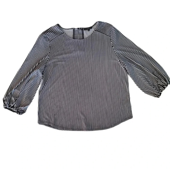 Women's ADRIANNA PAPELL Black White Striped SZ XL Extra Large Balloon Minimalist - Picture 1 of 8